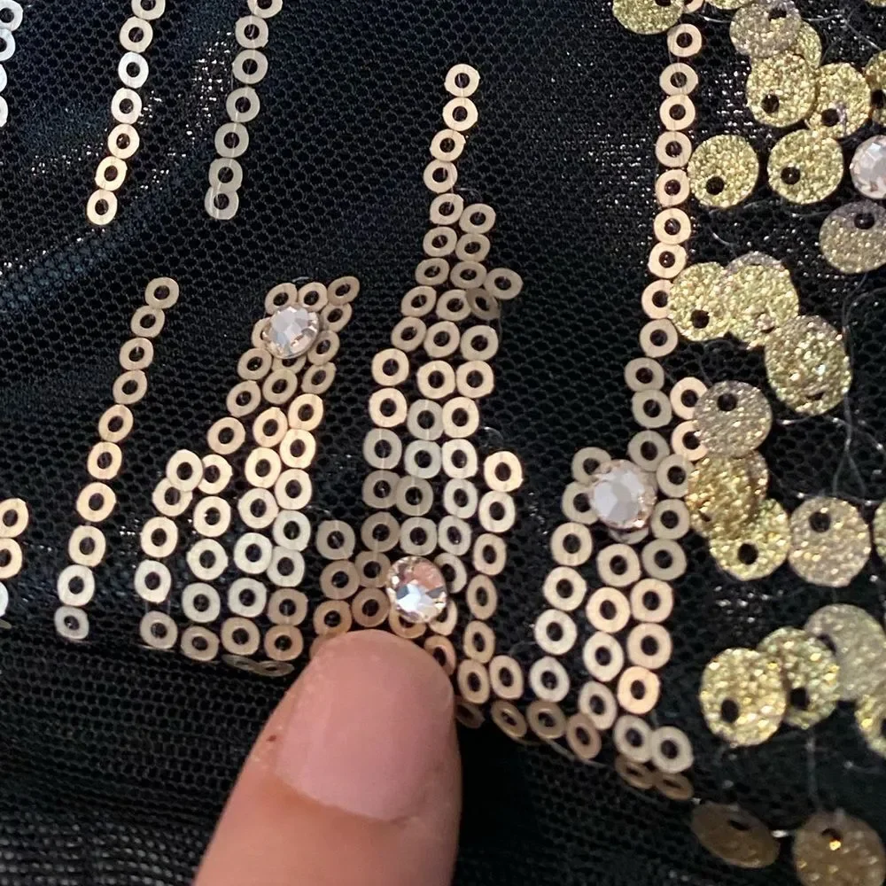 Kelle dance jazz acro costume leotard gold sequin JAGGED SPIRIT 5172 MA adult